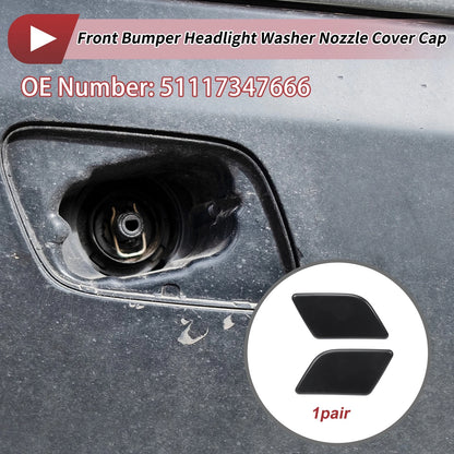 Pair Front Left & Right Washer Nozzle Cover Caps for BMW X1 Unpainted