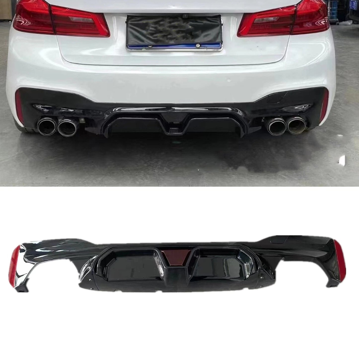 Rear Bumper Diffuser with LED Light for BMW 5 Series G30 (2017-2023)