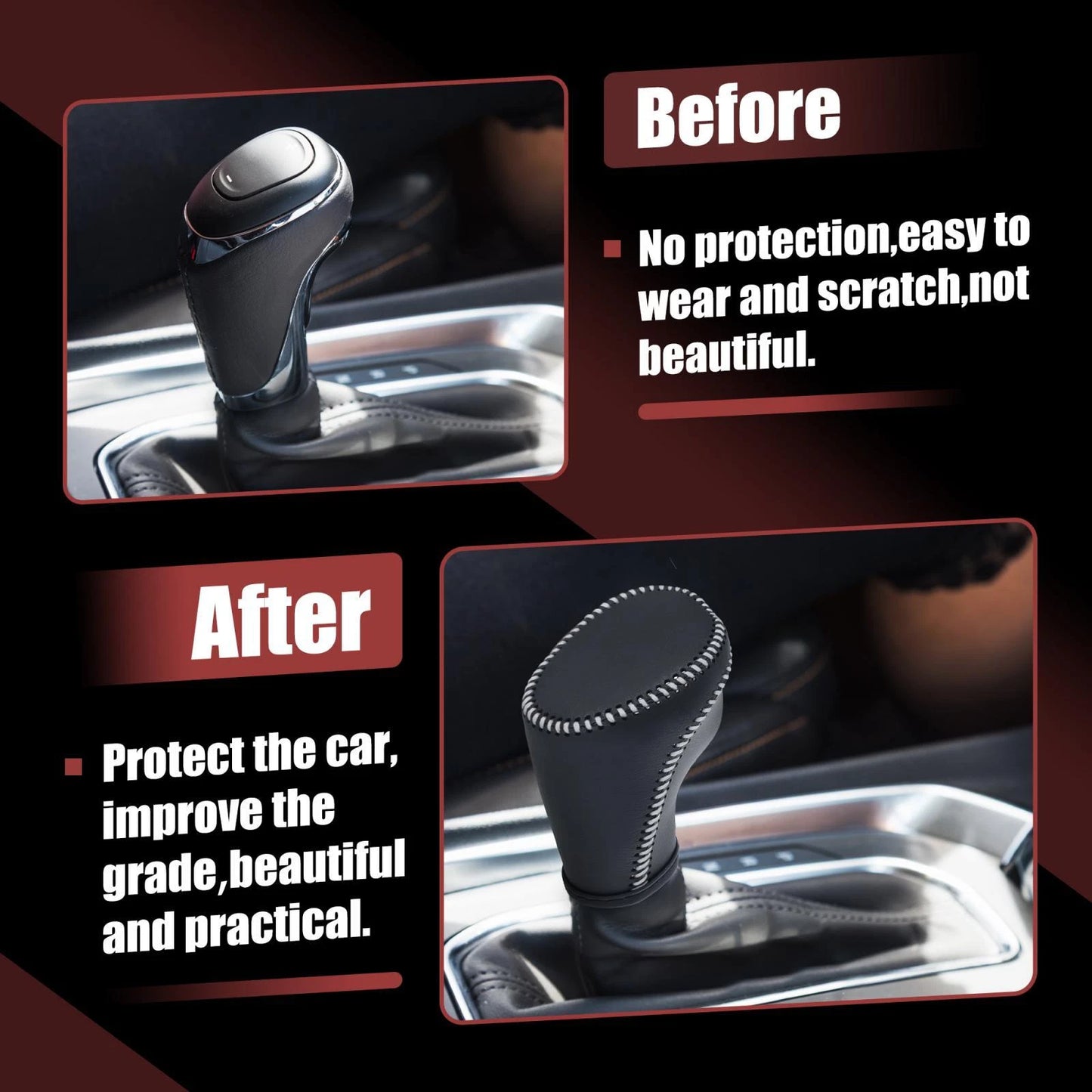 Gear Shift Knob Cover White Thread for Chevrolet Equinox (2018-2021)