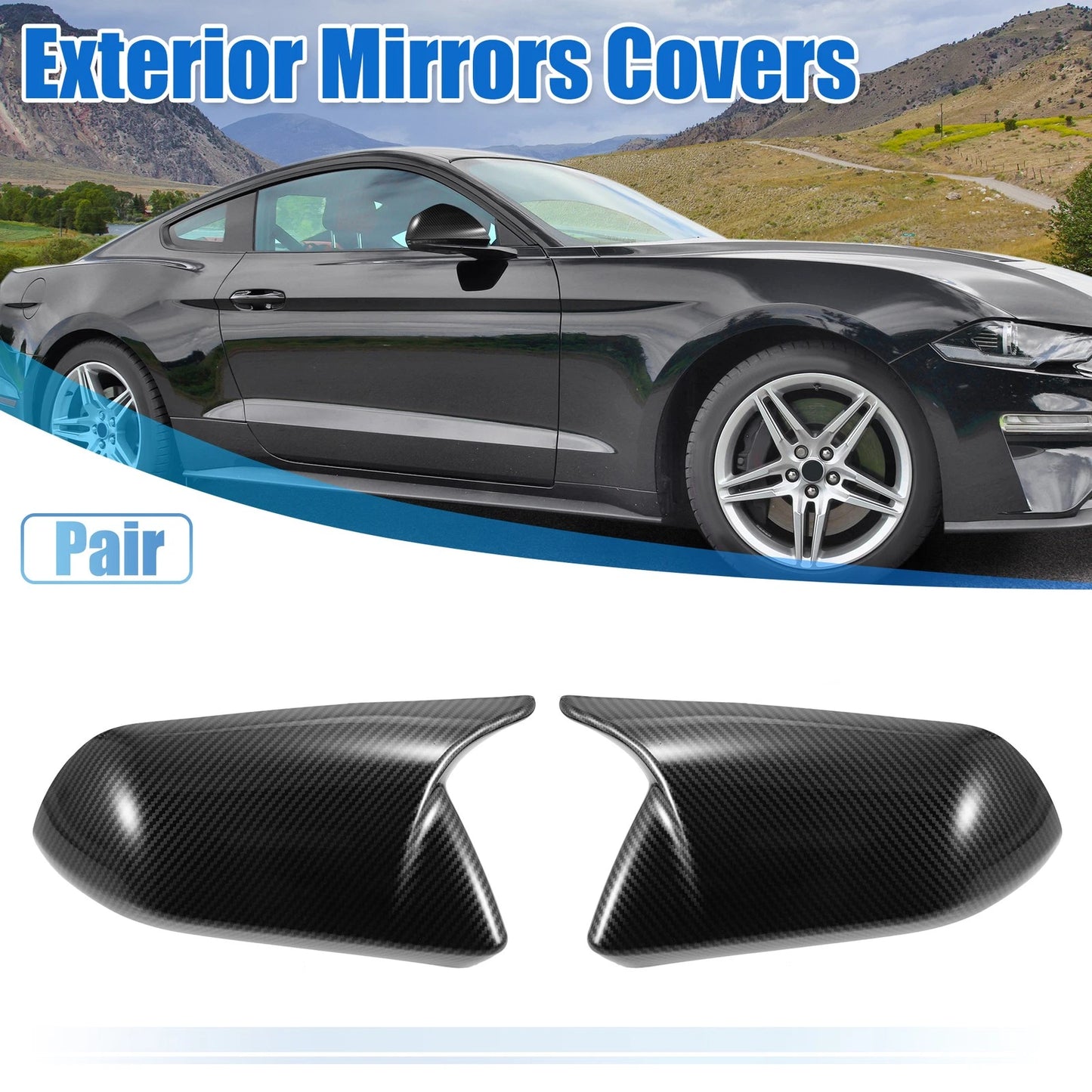 Carbon Fiber Pattern Rearview Side Mirror Covers for Ford Mustang