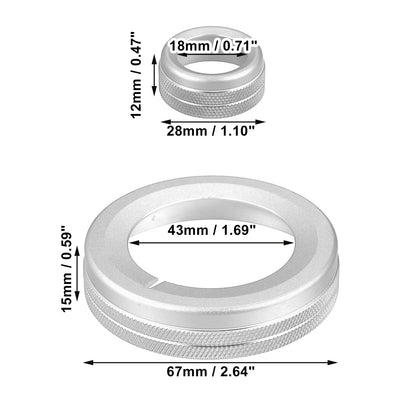 4 x Silver Tone Aluminum Alloy Center Control Ring Knob Cover for Chevrolet