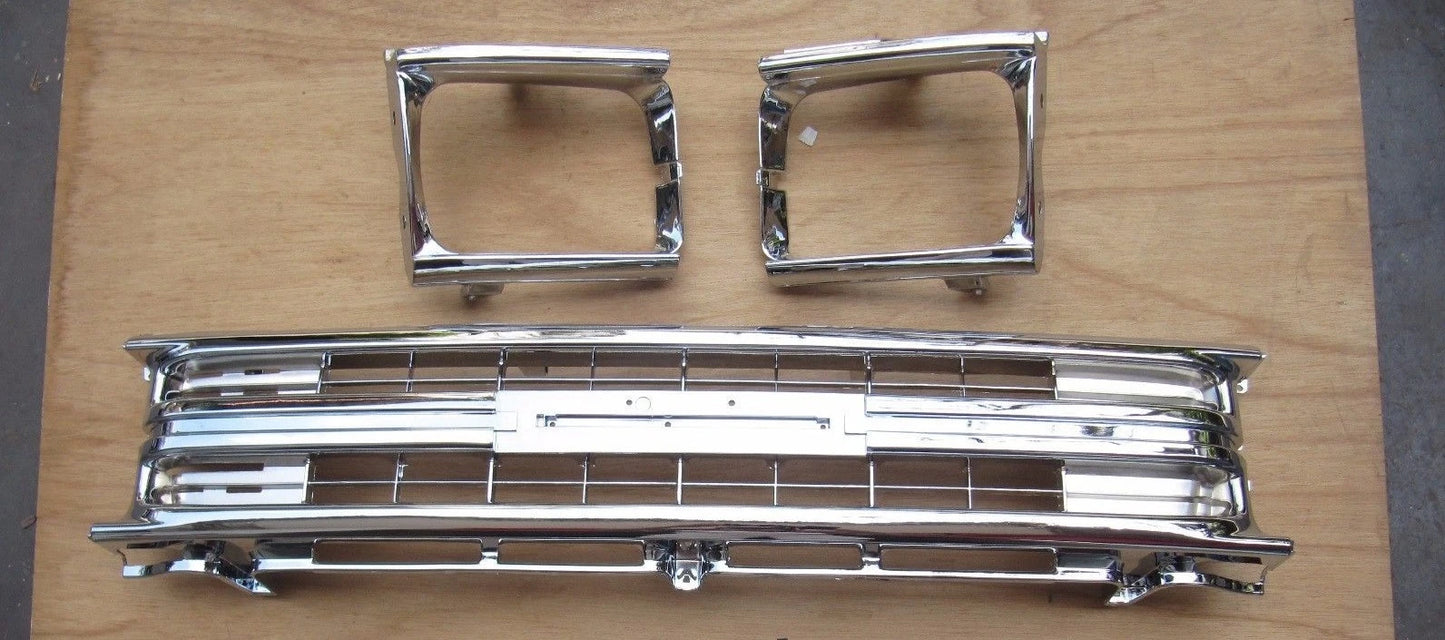3 x Chrome Grill & Light Surround Cases for Toyota Hilux (1989-1991)