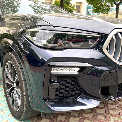 2 x Headlight Eyelid Trim for BMW X5 G05 X6 G06 (2019-2023) Gloss Black