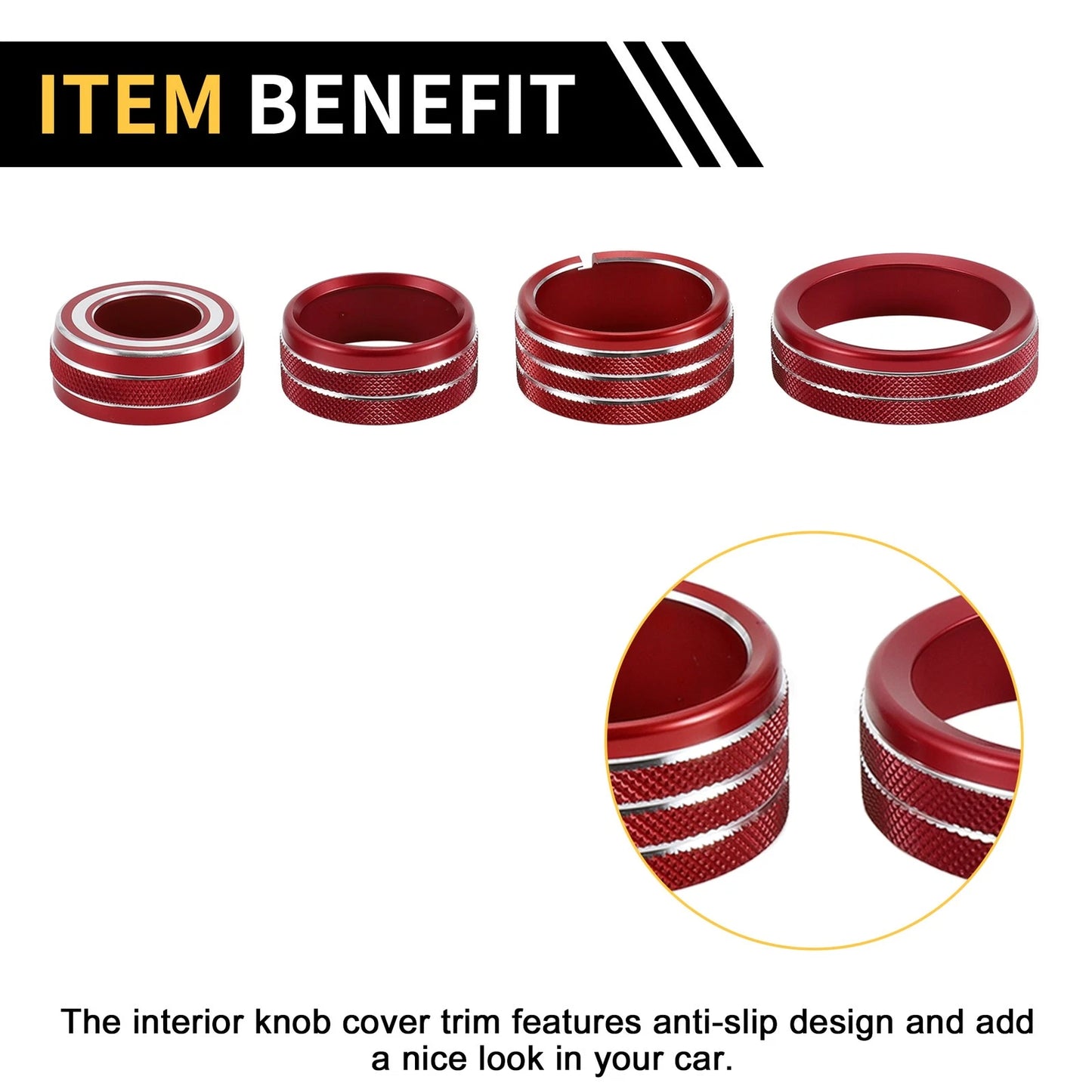 Knob Cover Ring Light Switch for GMC Sierra Red (2014-2018)