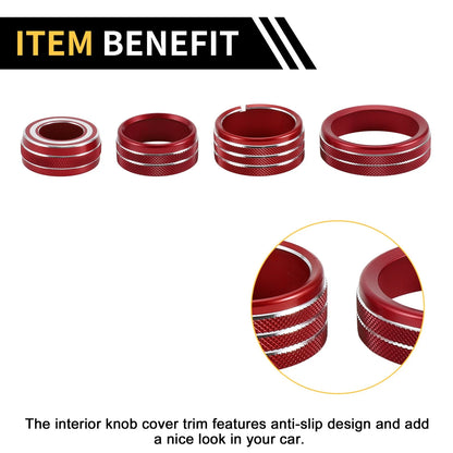 Knob Cover Ring Light Switch for GMC Sierra Red (2014-2018)