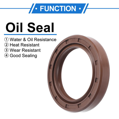Oil Seal Rotary Shaft Seal FKM Rubber 28x40x7mm Brown 2 x Pcs