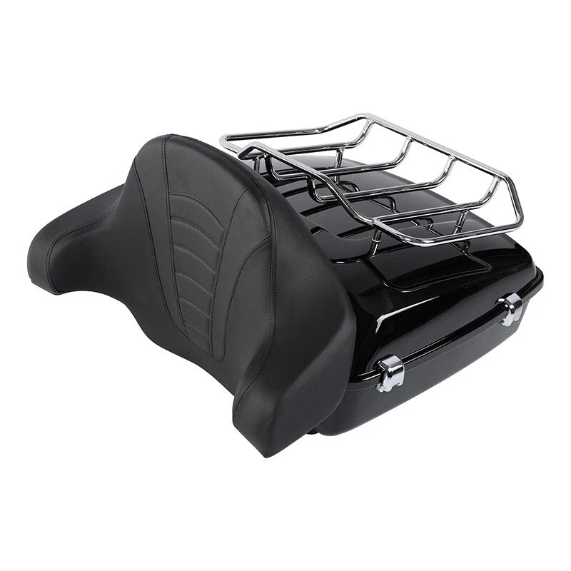 Black Chopped Trunk Backrest Rack for Harley Road King (2014-2025)