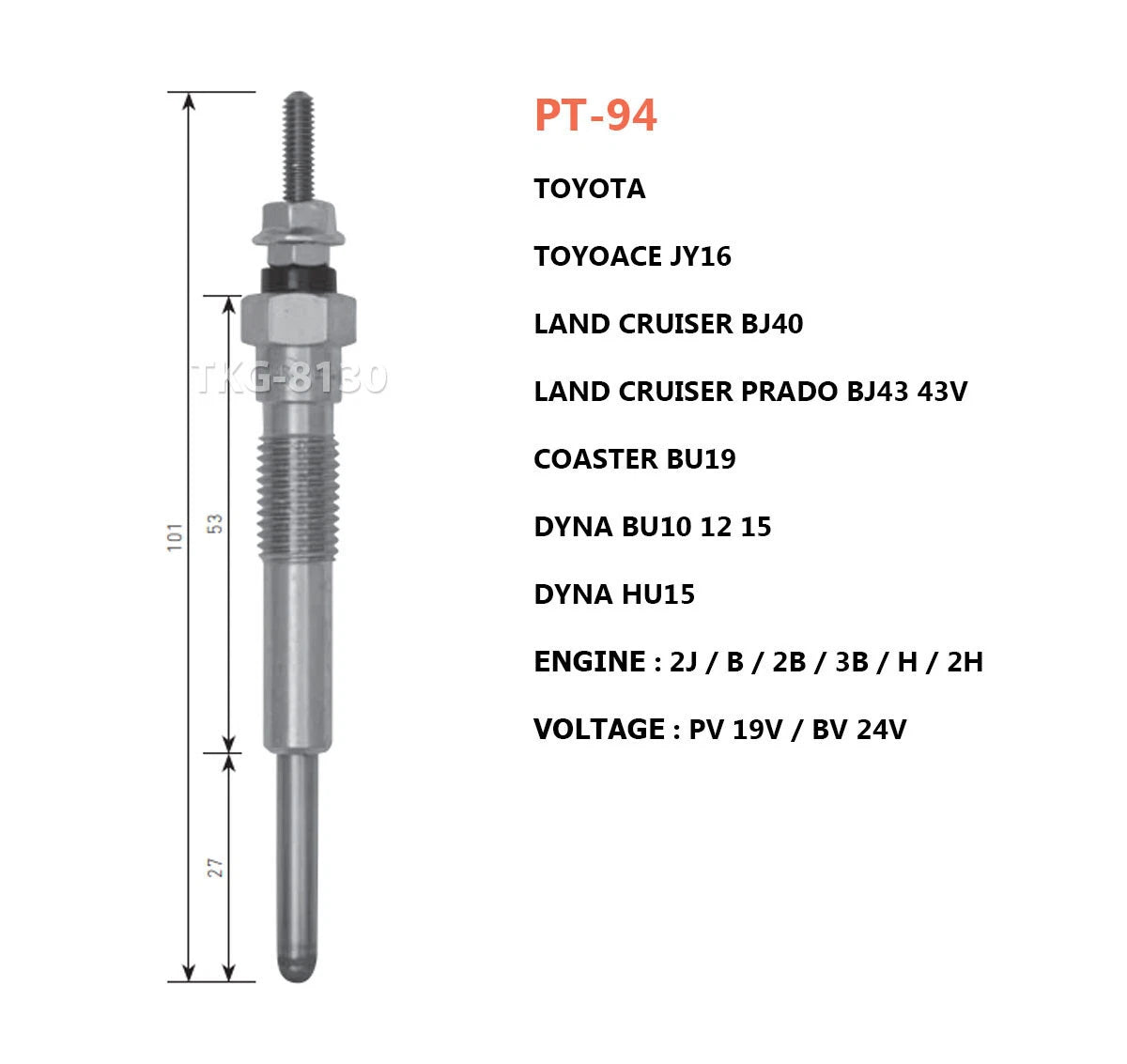 4 x Glow Plugs for Toyota Toyoace, Land Cruiser, Prado, Dyna, Coaster (1985-2023)