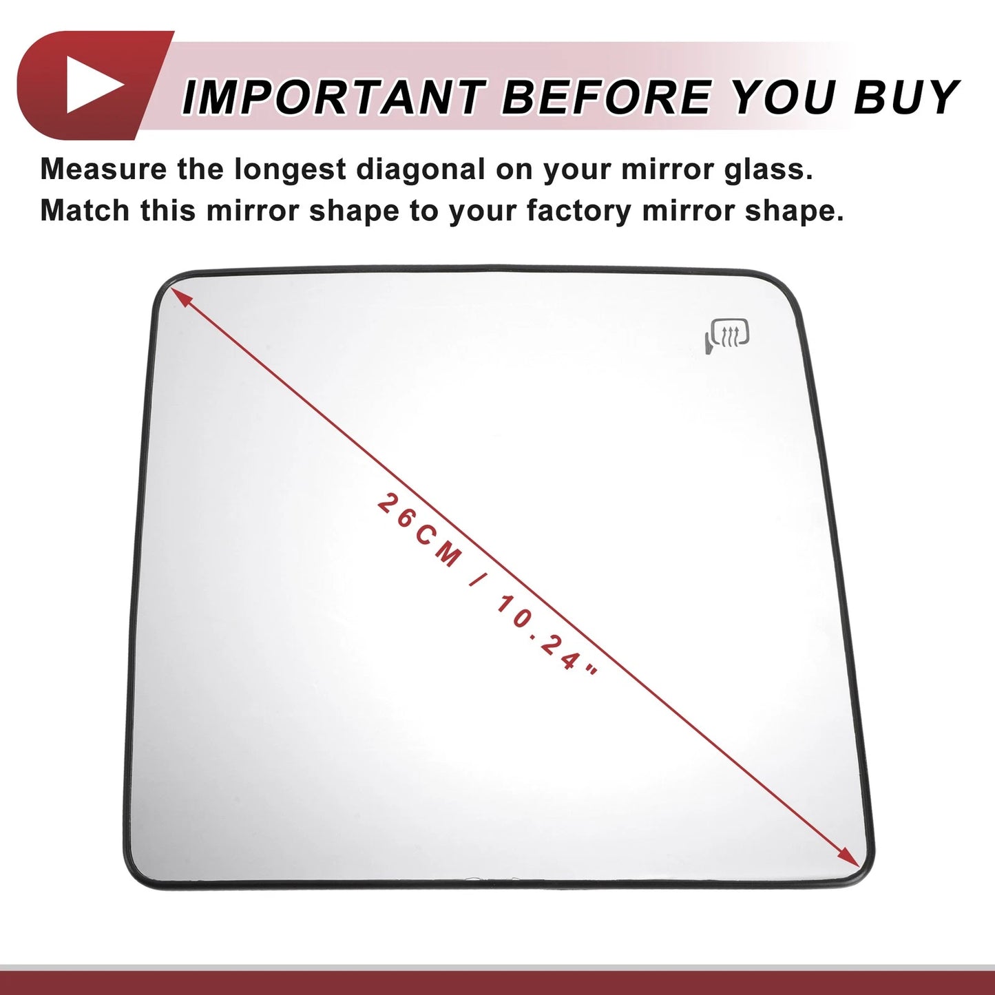 Heated Right Passenger Side Upper Tow Mirror Glass for Ford
