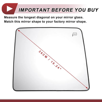 Heated Right Passenger Side Upper Tow Mirror Glass for Ford