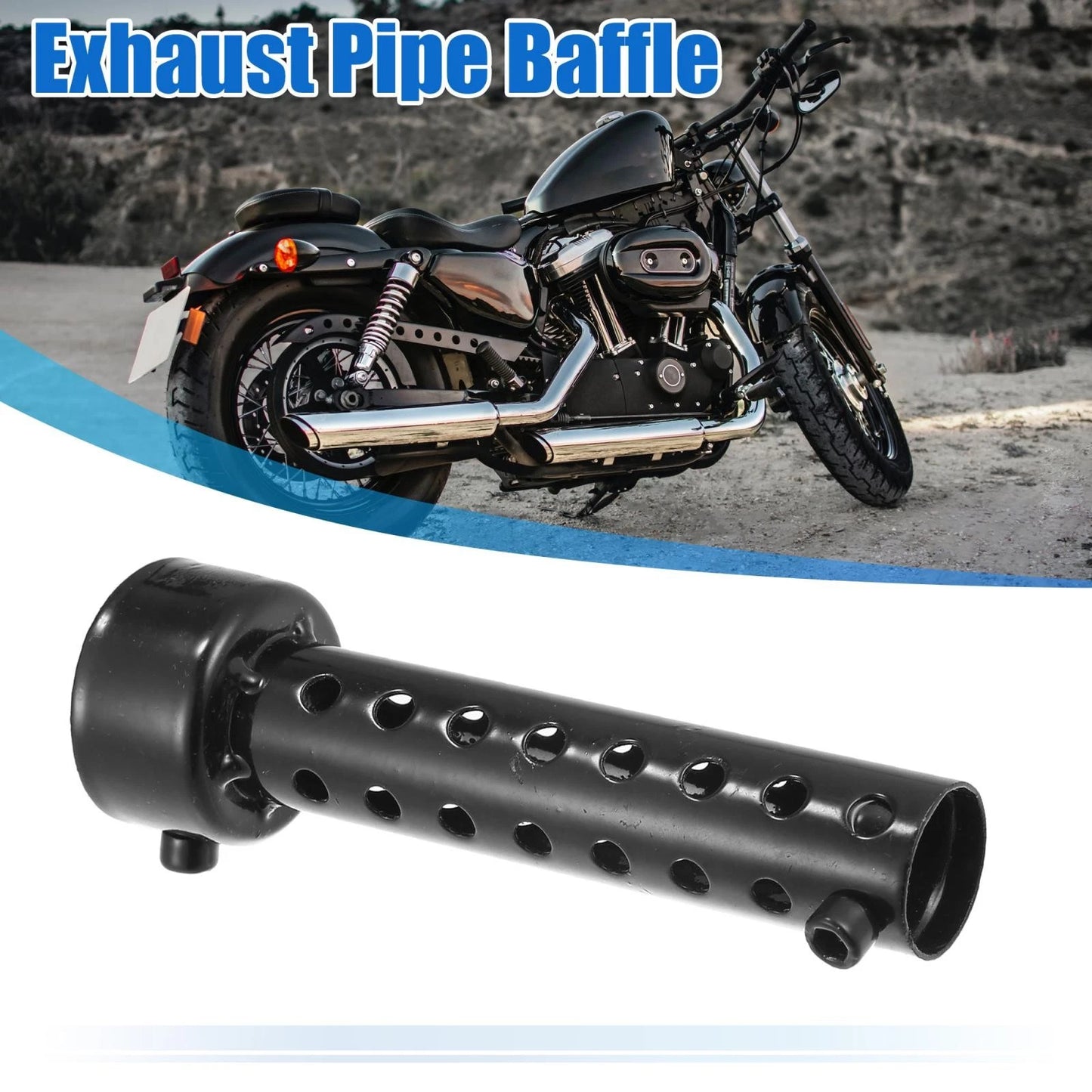 Exhaust Silencer Muffler Pipe 42mm for Motorcycle Black