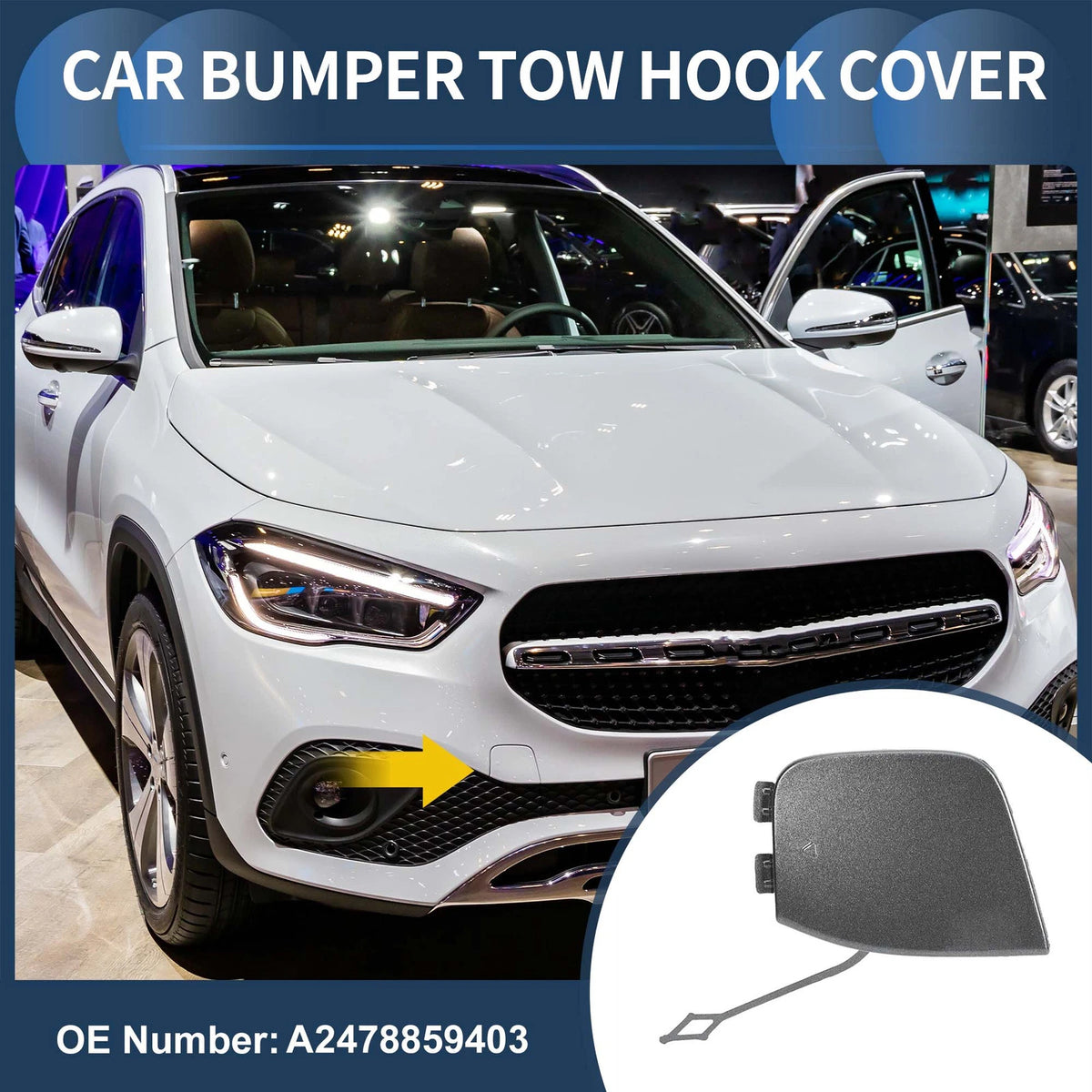 Front Bumper Tow Hook Cover for Mercedes-Benz W247 (2019-2023) Mountain Gray