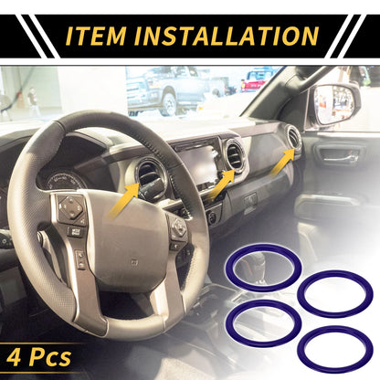 Blue AC Vent Dashboard Decoration Rings for Toyota Tundra (2014-2021) 4 Pcs