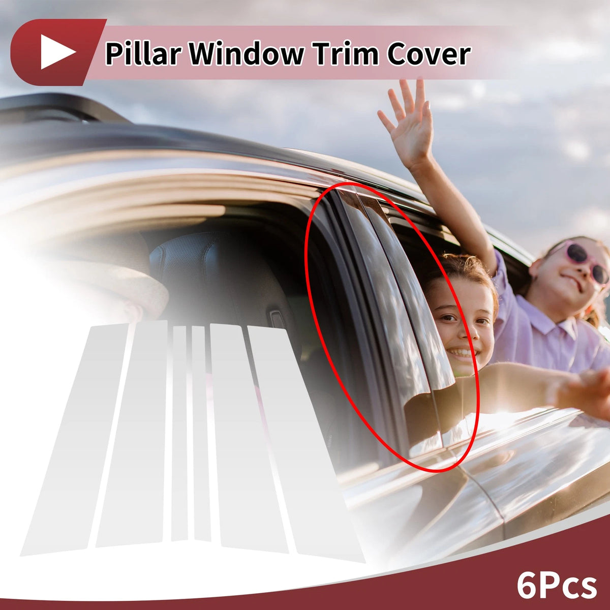 Door Pillar Window Trim for Volvo XC90 2002-2015 Silver Tone Left Right