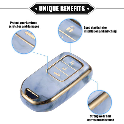 3 x Button TPU Key Fob Cover Case for Honda CR-V, Civic (2014-2016) Blue