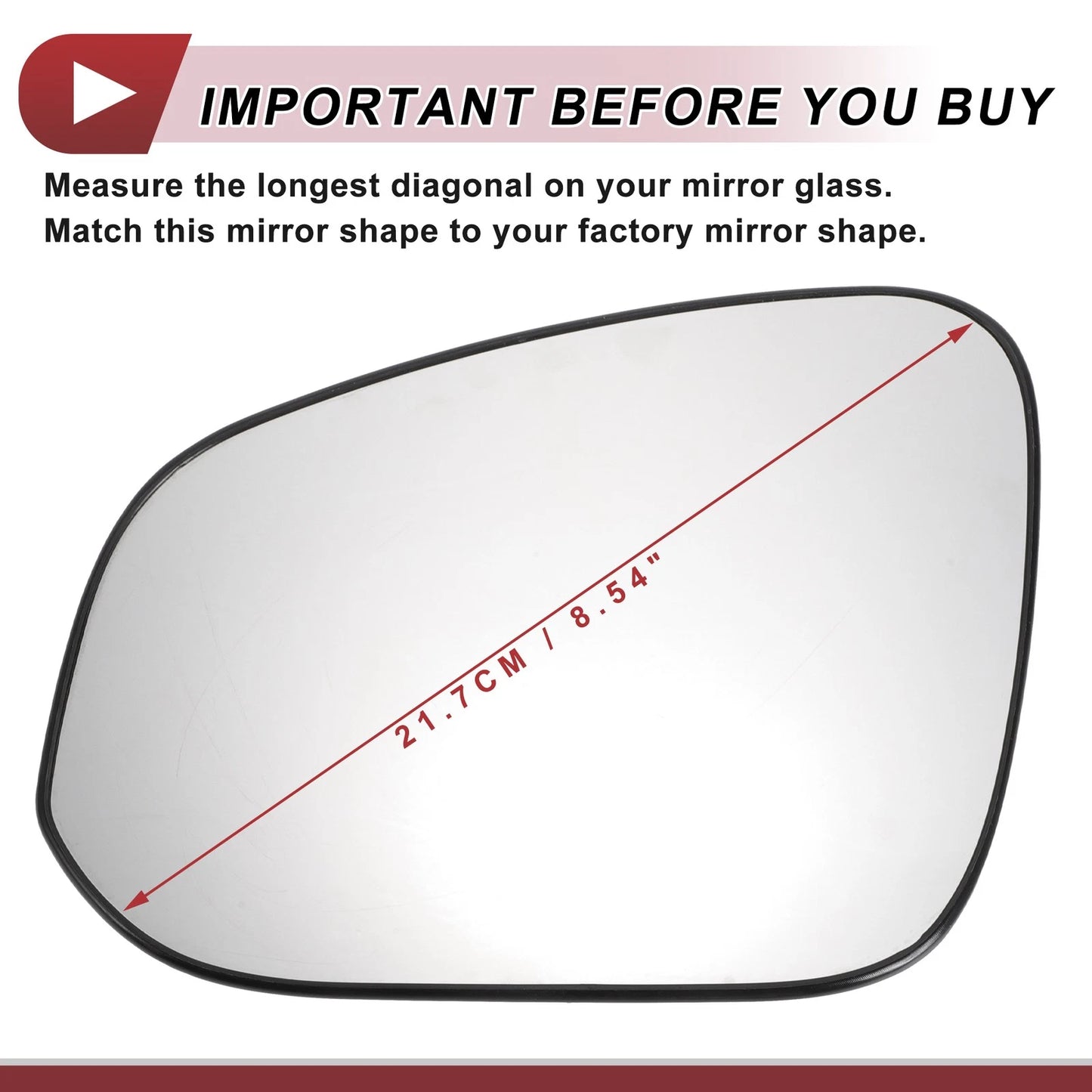 Heated Left Driver Side Mirror Glass for Toyota RAV4 (2019-2022)