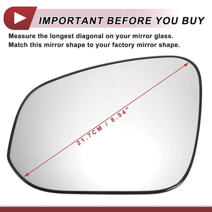 Heated Left Driver Side Mirror Glass for Toyota RAV4 (2019-2022)