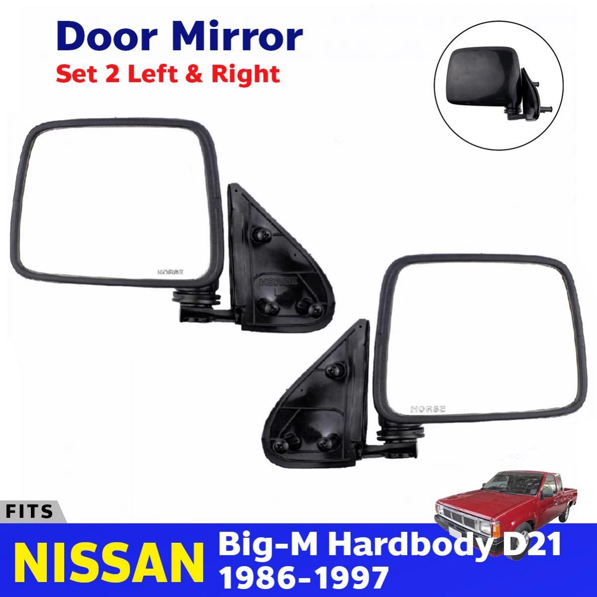 Side Door Mirror Rear View Pair Fits Nissan Navara D21 Pickup UTE 1986-97 D05