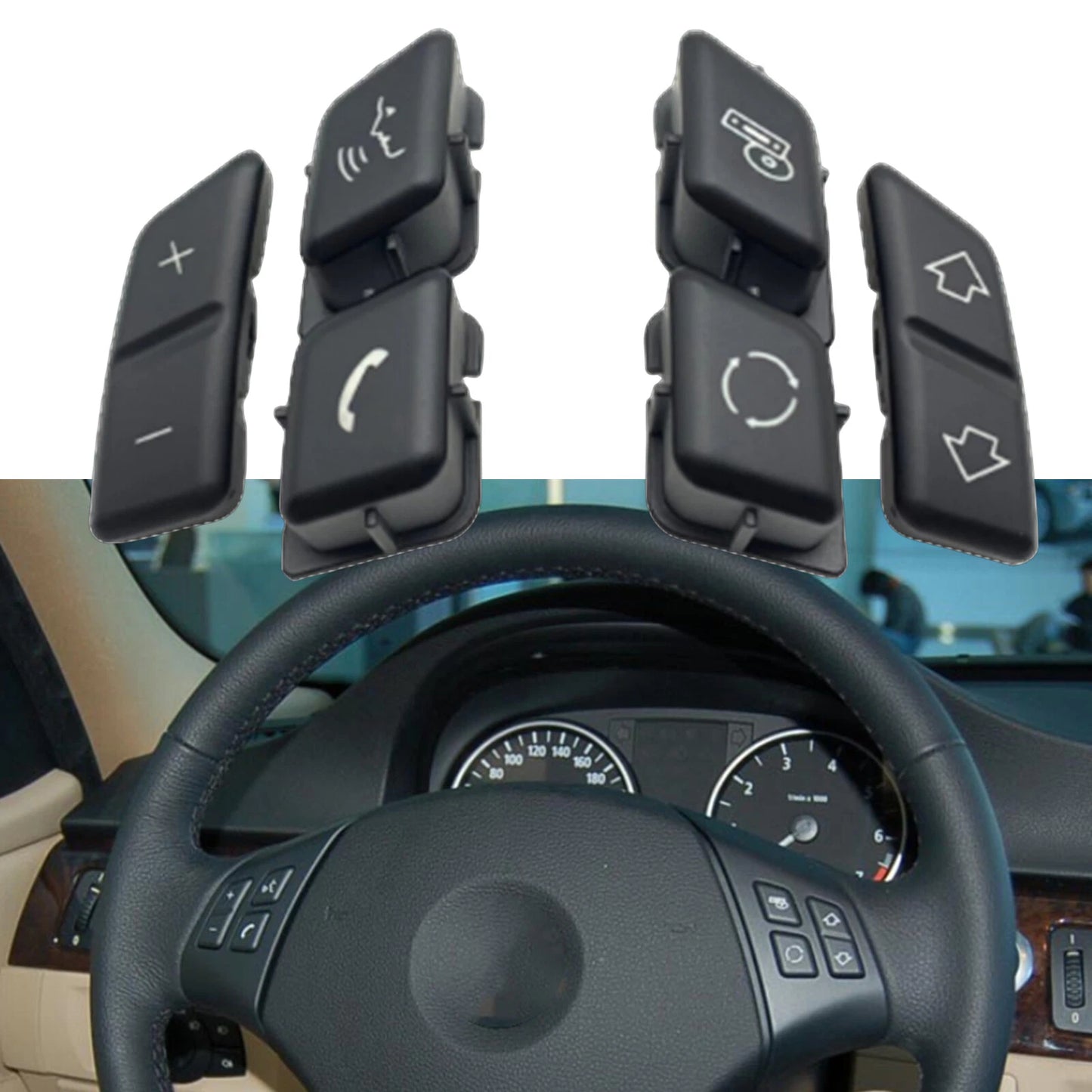 Steering Wheel Control Button Cover for BMW 3 Series E90 E91 E92 (2005-2012)