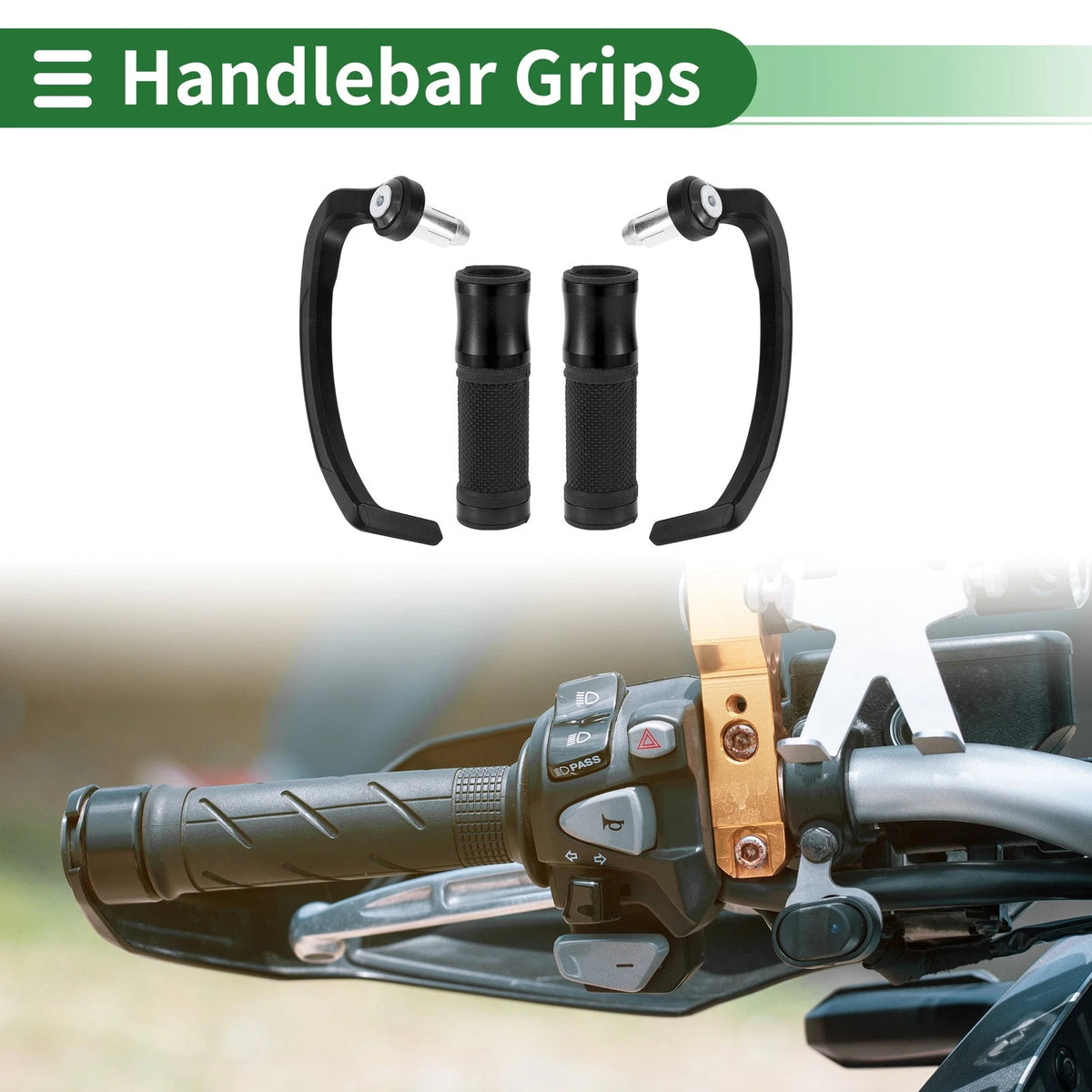 Motorcycle Hand Grips Cover End Handlebar Aluminum Alloy Black