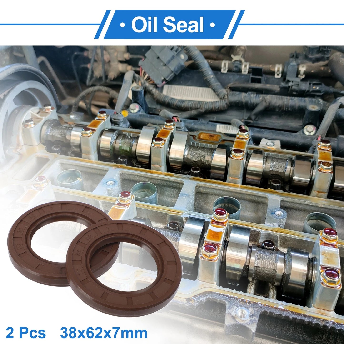 Oil Seal / 38x62x7mm / Rotary Shaft Seal FKM Rubber Brown 2 x for Make Model