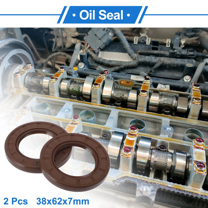 Oil Seal / 38x62x7mm / Rotary Shaft Seal FKM Rubber Brown 2 x for Make Model