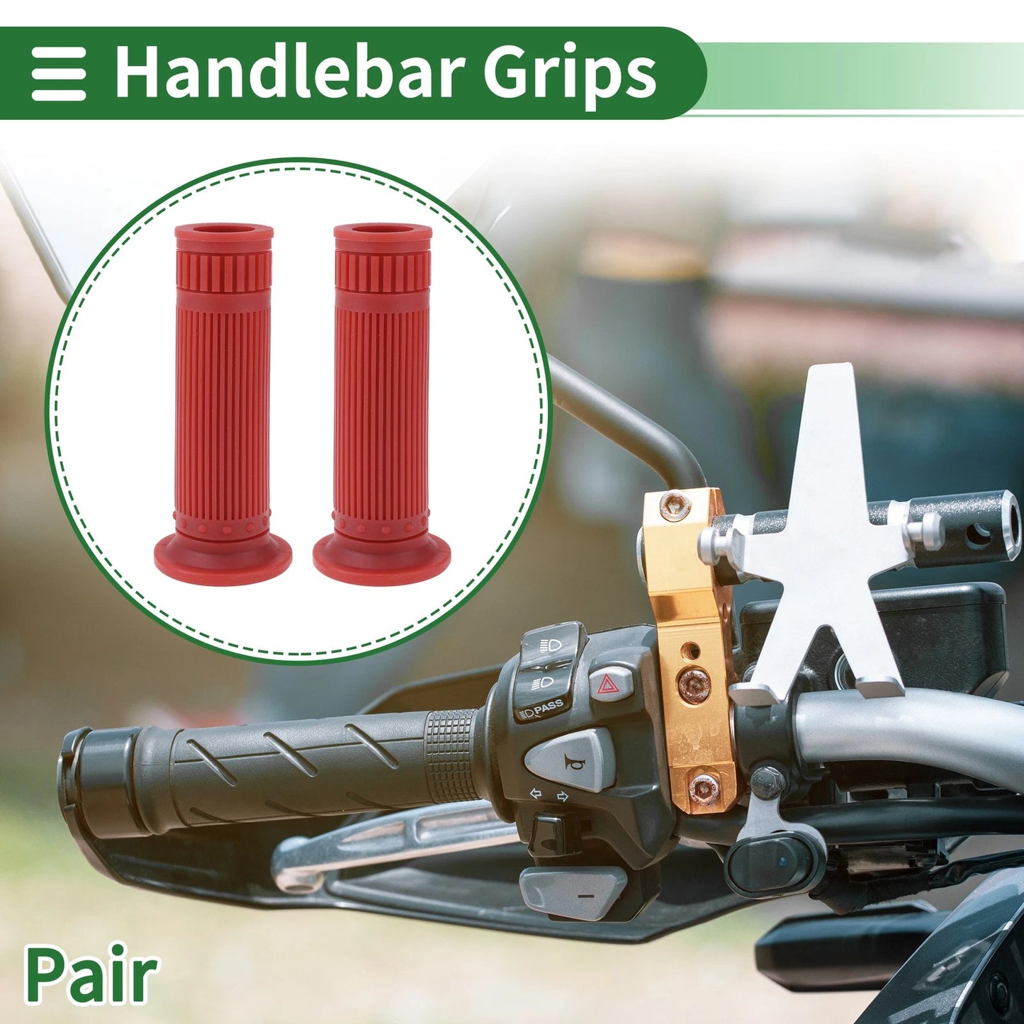 7/8" 22mm Hand Grips Cover TPU Dark Red for Motorcycle
