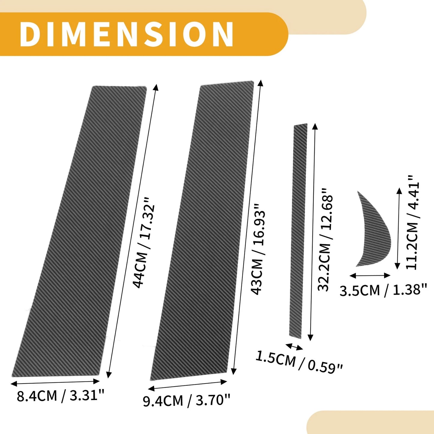 8 x Car Pillar Window Trim Covers for Toyota Camry (2018-2021) Black Carbon Fiber