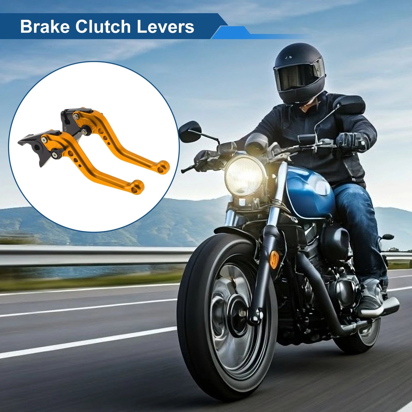 Levers / Adjustable Short Brake Clutch Solid Gold Tone for Kawasaki Z750 (2007–2012)