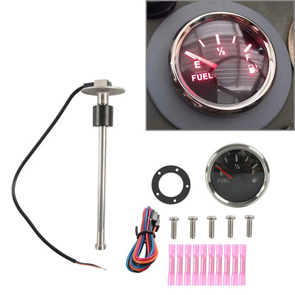 Fuel Water Tank Level Sensor & 52mm Gauge for Marine Boat (0-190ohms)