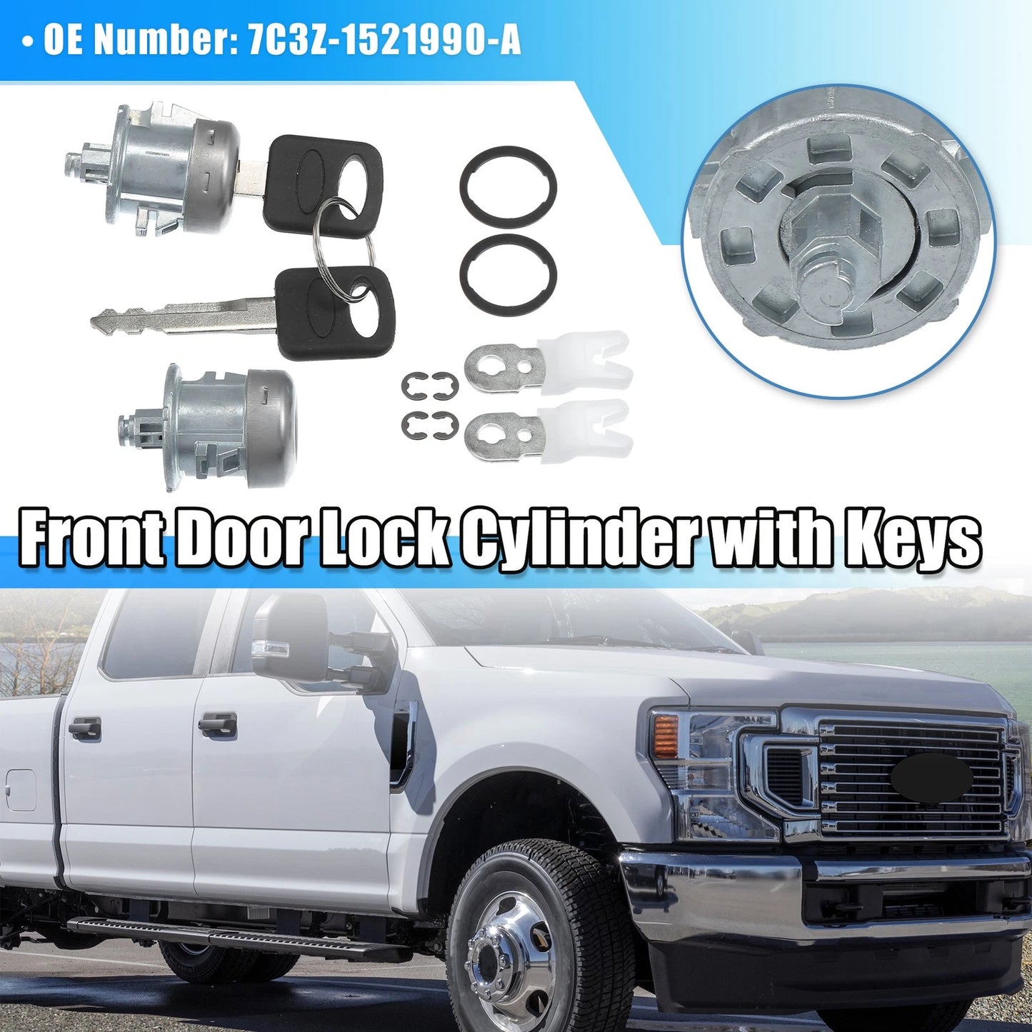 Car Door Lock Cylinder Tumbler w/Key Set for Ford F150 F250 F350 (2004-2023)
