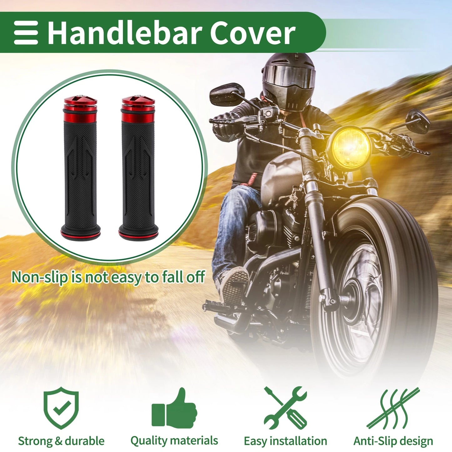 7/8" 22mm Hand Grip Covers Aluminum Alloy Red 1 Pair for Motorcycle