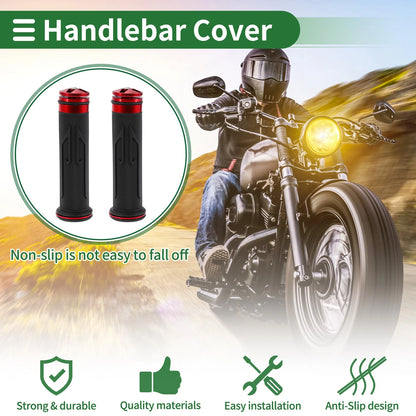 7/8" 22mm Hand Grip Covers Aluminum Alloy Red 1 Pair for Motorcycle