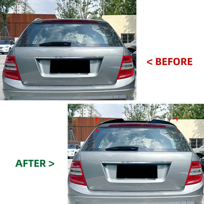 Gloss Black Rear Boot Spoiler Lip for Benz C Class S204 Wagon (2008-2014)