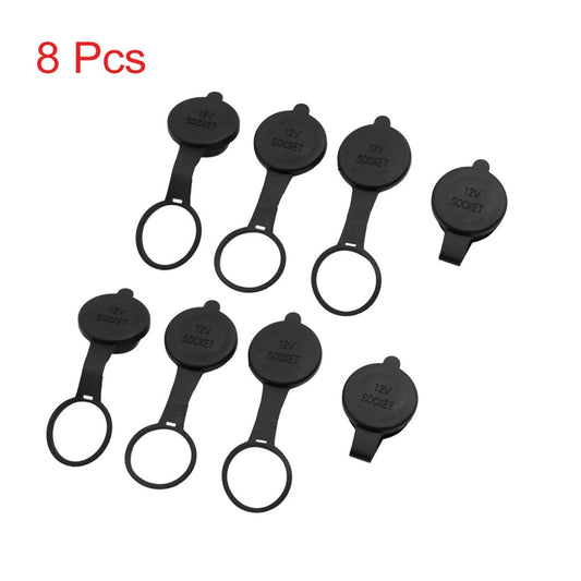 8pcs Black Waterproof Motorcycle Car Cigarette Lighter Socket Cover Cap Lid 12V