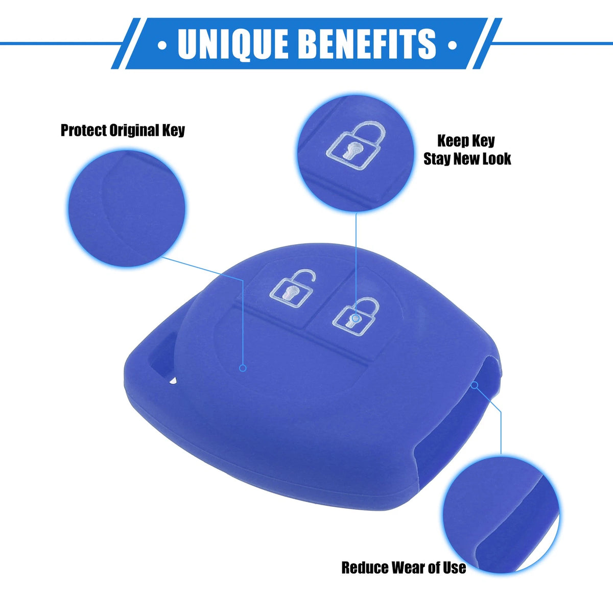 Car Remote Key Fob Case Protectors for Suzuki 2 Button Silicone Dark Blue