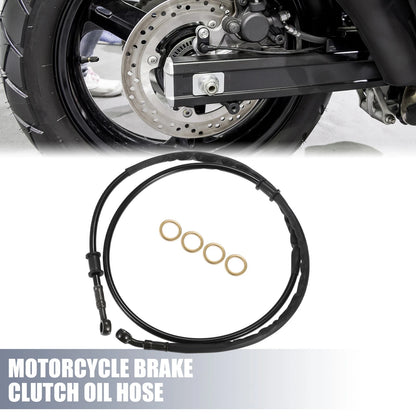 Set 135cm 53.15" Motorcycle Brake Clutch Oil Hose Throttle Pipe Black