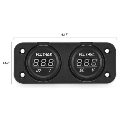 Car Dual Battery Digital Voltmeter LED Display Waterproof for Boats