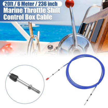 1pcs 20ft Marine Throttle Shift Control Box Cable Clevis Blue for Make Model