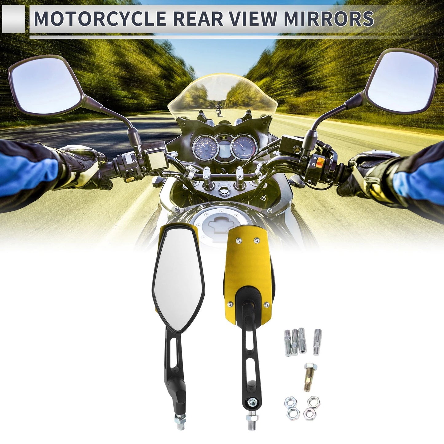 2 x M8/M10 Rear View Mirrors for Motorcycle