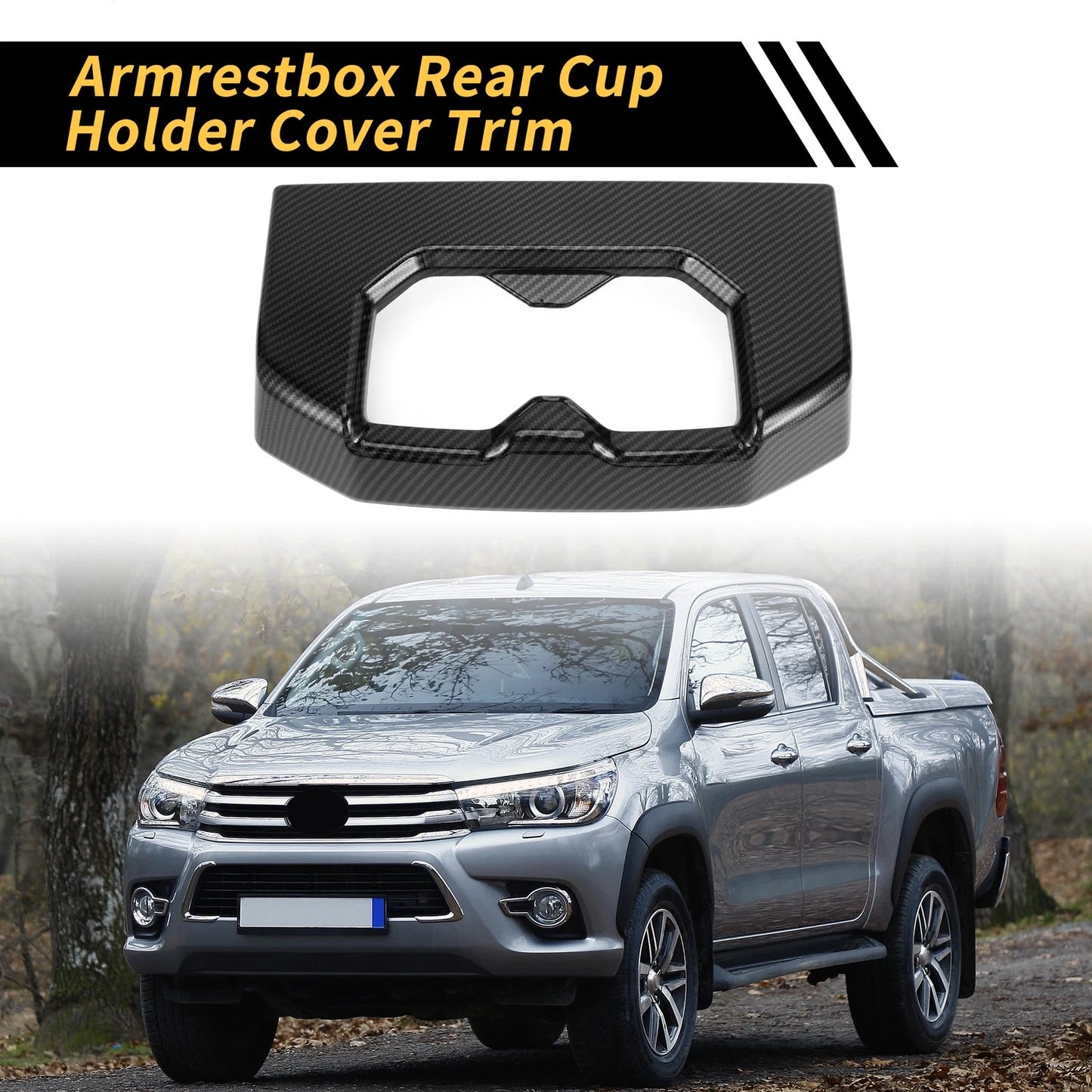 Carbon Fiber Armrest Box Rear Cup Holder Covers for Toyota Tundra (22-24)