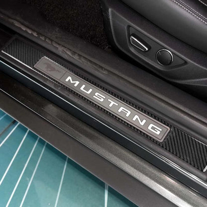 Real Carbon Fiber Door Sill Pedal Guard Cover Trim For Ford Mustang 2015-2019