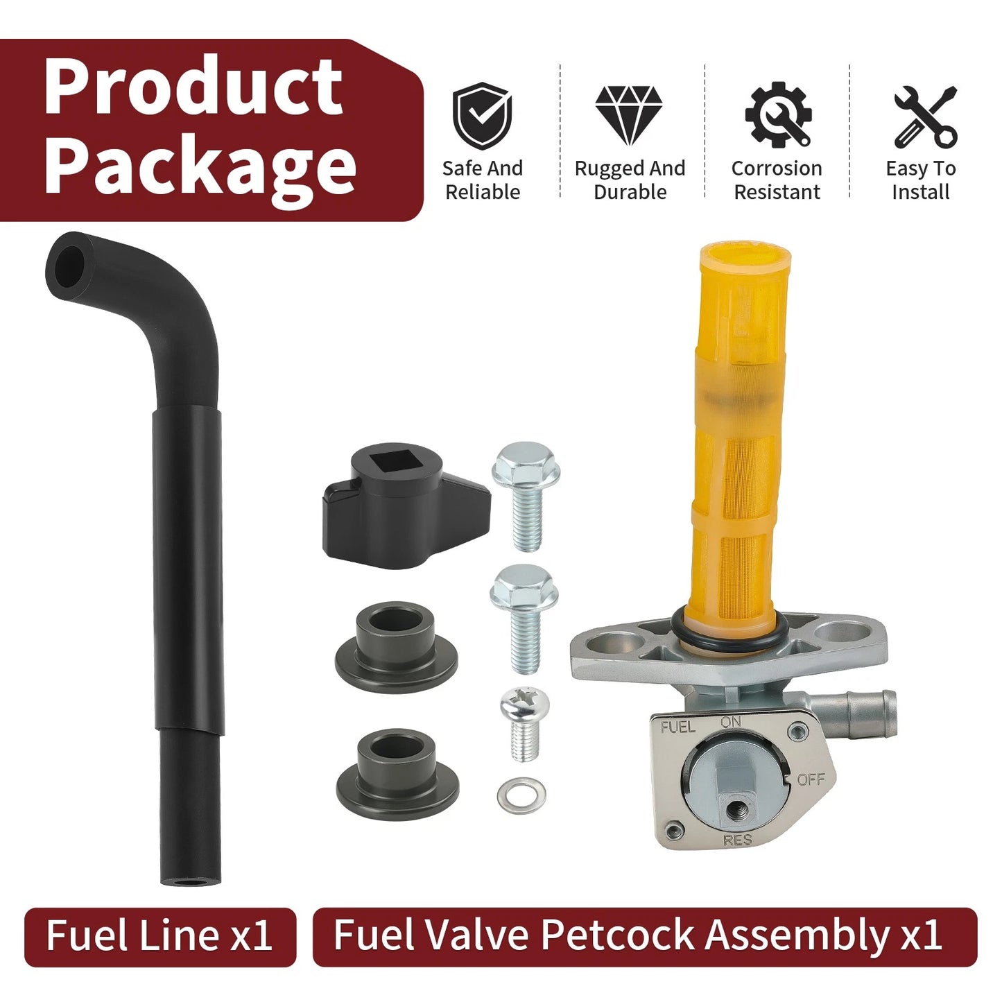 Petcock Fuel Valve with Fuel Line for Honda TRX450ER 2008-2014