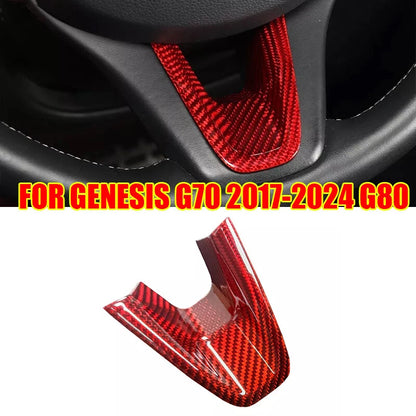 RED CARBON FIBER STE steering wheel add-on trim cover for Genesis G70 (2017–2024)