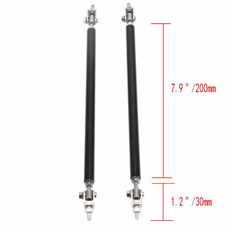 8" Black Adjustable Front Bumper Lip Splitter Strut Rods for Honda