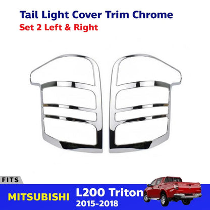 Tail Light Lamp Cover Trim Chrome Fits Mitsubishi L200 Triton Pickup 2015-18 D05