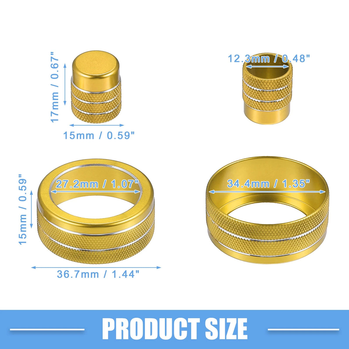 7 x AC Control Switch Air Vent Knob Covers for Honda Civic (2022-2023) Gold