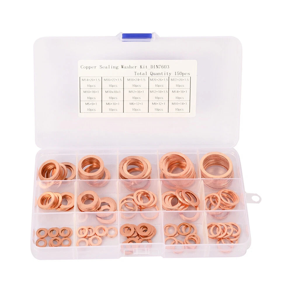 Copper Crush Washer Gasket 150x Flat Ring Seal for M5-M22
