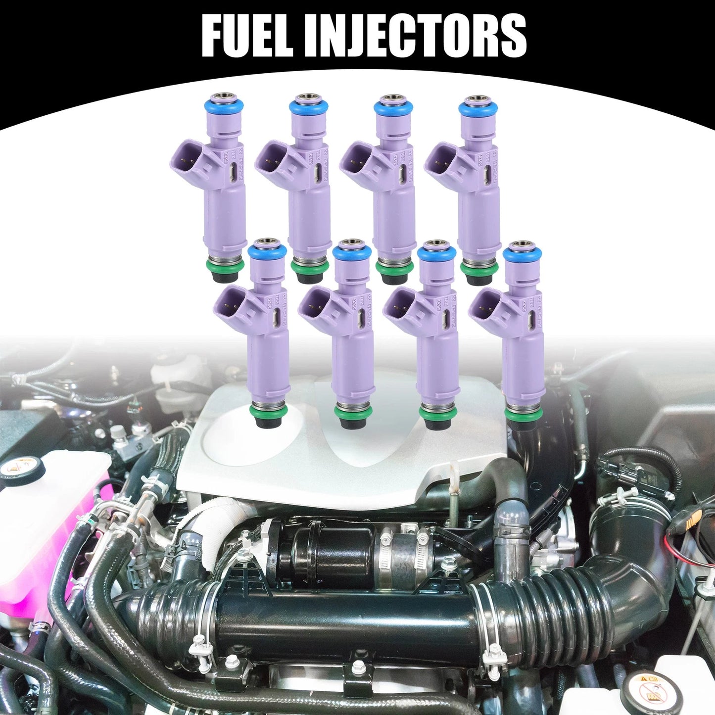 8 Pcs Fuel Injectors for Ford F-150 (2009-2010) Metal Purple