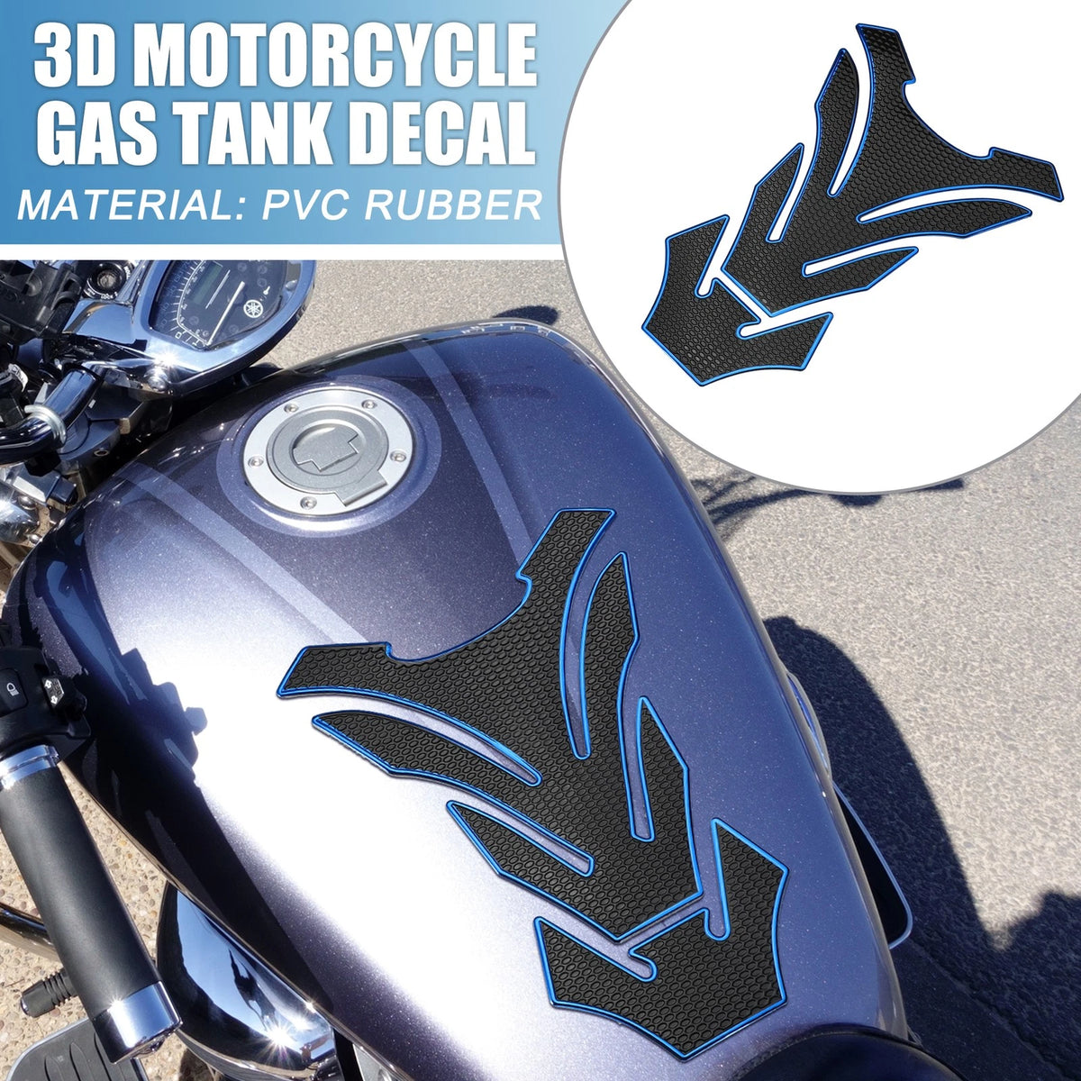 Gas Tank Decal / 7.87x5.31 / Universal 3D Tank Sticker Blue Black for Universal